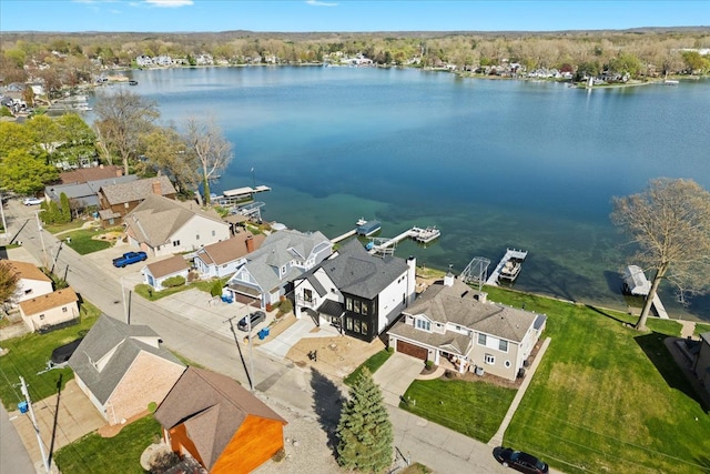 13459 Haddon St, Fenton, MI 48430 - drone / aerial view featuring a water view and a residential view