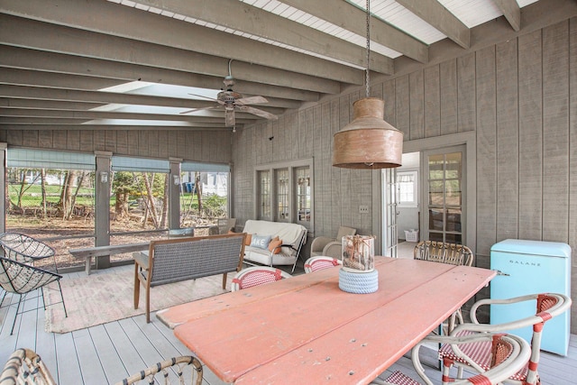 350 Ferry St, Douglas, MI 49406 - interior space with outdoor dining space, ceiling fan, french doors, and an outdoor hangout area