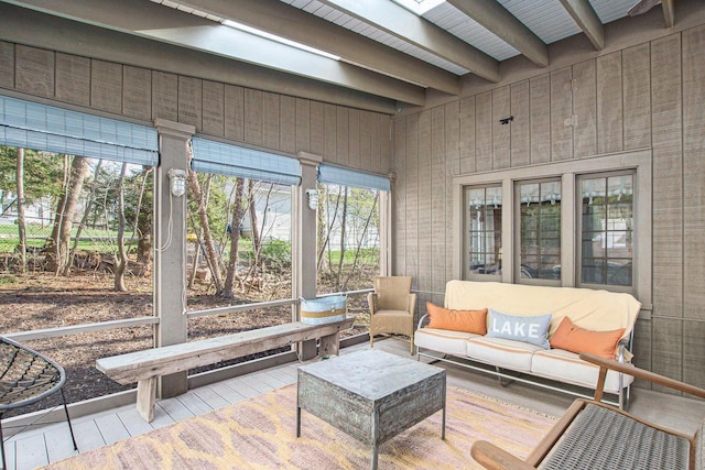 350 Ferry St, Douglas, MI 49406 - sunroom / solarium featuring beam ceiling and an outdoor living space