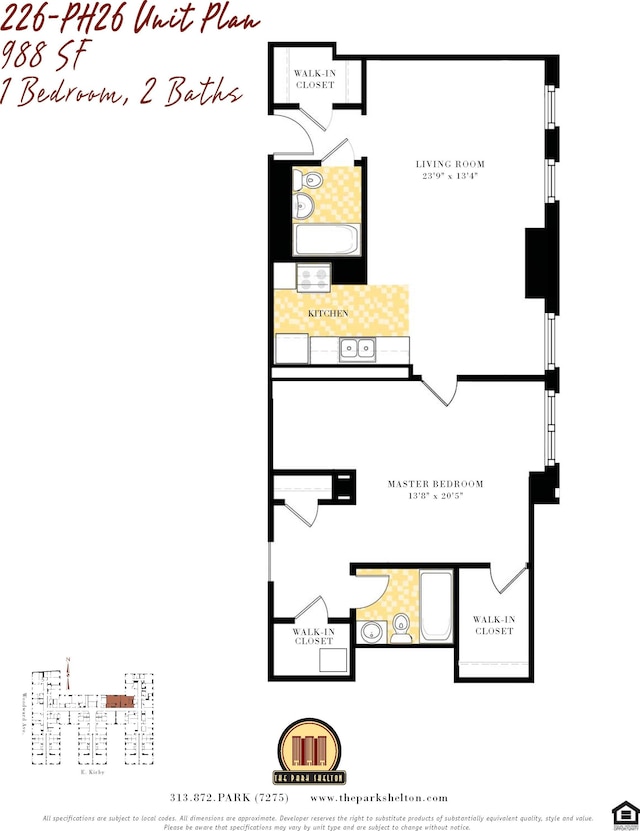 15 Kirby St Unit 826, Detroit, MI 48202 - floor plan