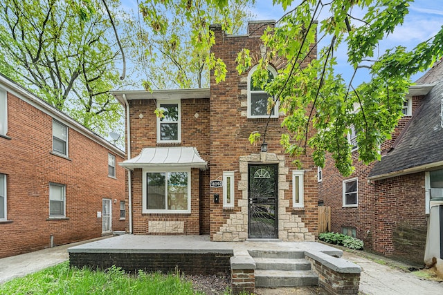 16140 Monte Vista St, Detroit, MI 48221 - view of front of house with brick siding and a standing seam roof