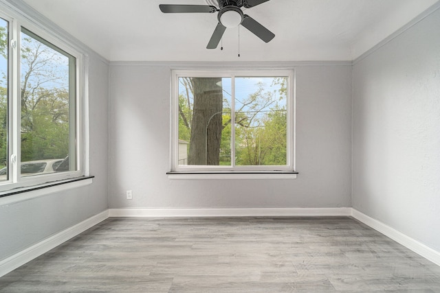 16140 Monte Vista St, Detroit, MI 48221 - spare room featuring baseboards, ceiling fan, and light wood finished floors