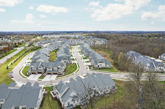 aerial view with a residential view