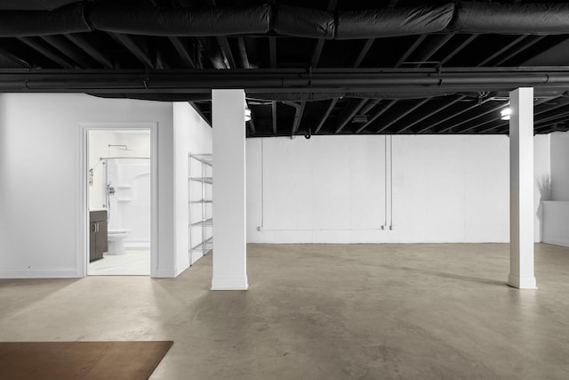 view of finished basement