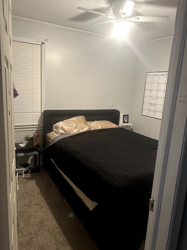 12541 Camden St, Detroit, MI 48213 - carpeted bedroom with a ceiling fan and crown molding