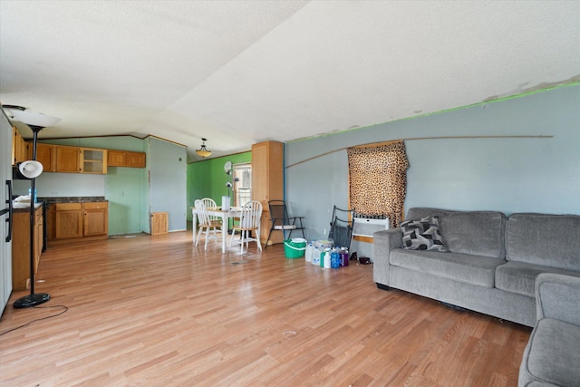 living room with lofted ceiling and light wood-type flooring