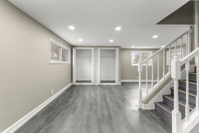 15167 Keppen Ave, Allen Park, MI 48101 - interior space featuring baseboards, recessed lighting, wood finished floors, and stairway