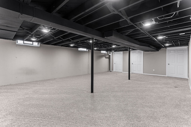 basement featuring carpet floors