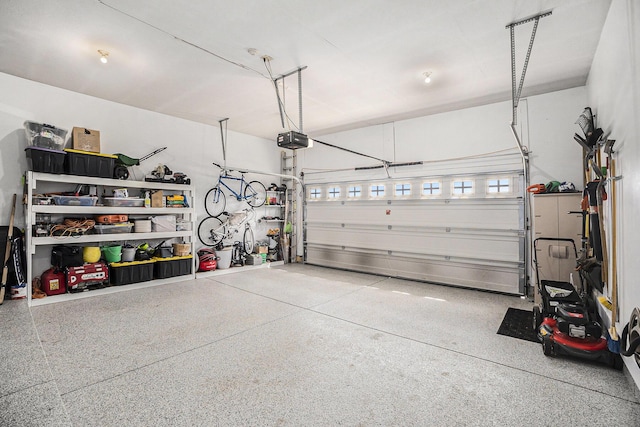 garage with a garage door opener