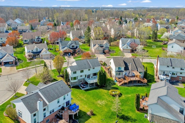 birds eye view of property with a residential view