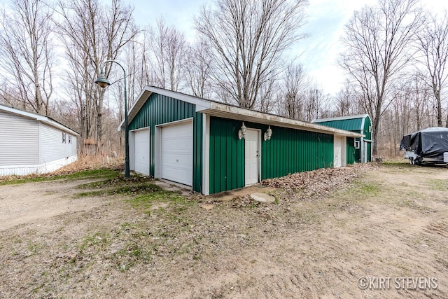 view of detached garage