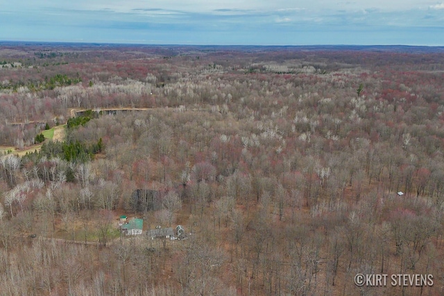 birds eye view of property featuring a view of trees