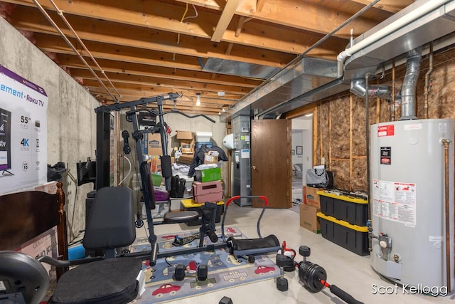 exercise room with gas water heater