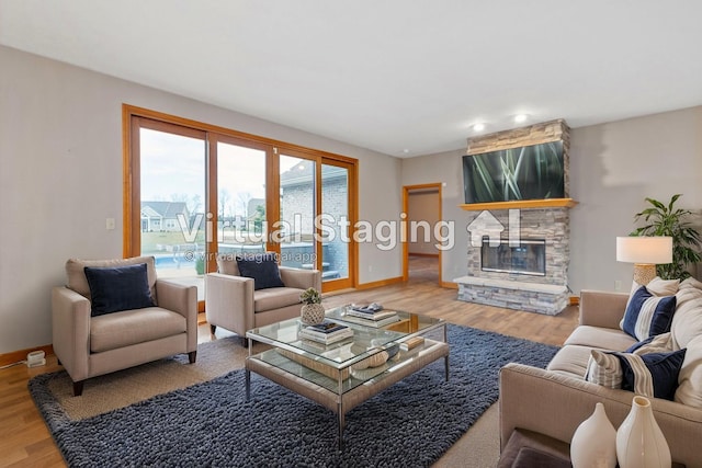 2776 W Hogan Dr, Indiana, IN 46350 - living room with wood finished floors and a fireplace