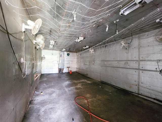 below grade area featuring water heater