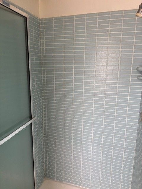 room details featuring a shower with door