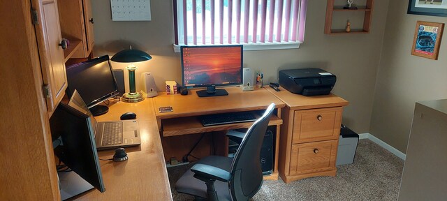 view of carpeted home office