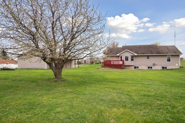 7996 Cain Rd, Jackson, MI 49201 - view of yard with a wooden deck