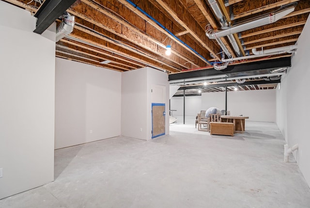 view of unfinished basement