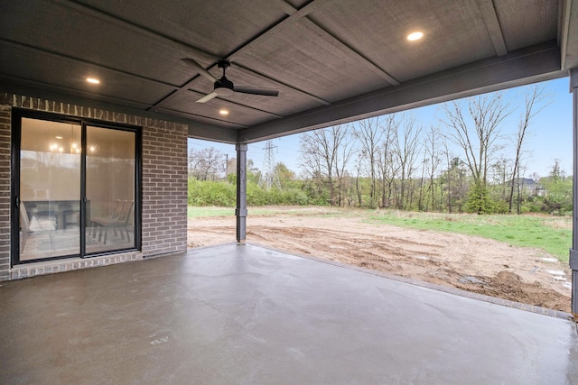 view of patio / terrace featuring ceiling fan