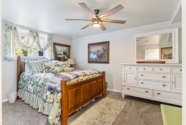 12031 E Schonborn Pl N Unit 3, Clio, MI 48420 - bedroom featuring baseboards, carpet floors, and ceiling fan