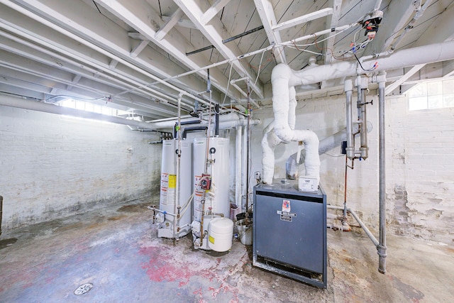 basement with gas water heater