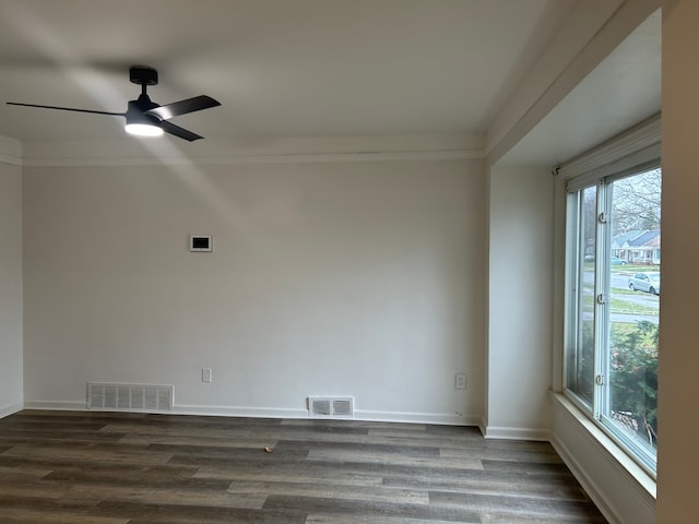17639 Lenore, Detroit, MI 48219 - unfurnished room with baseboards, a ceiling fan, dark wood-style floors, and visible vents