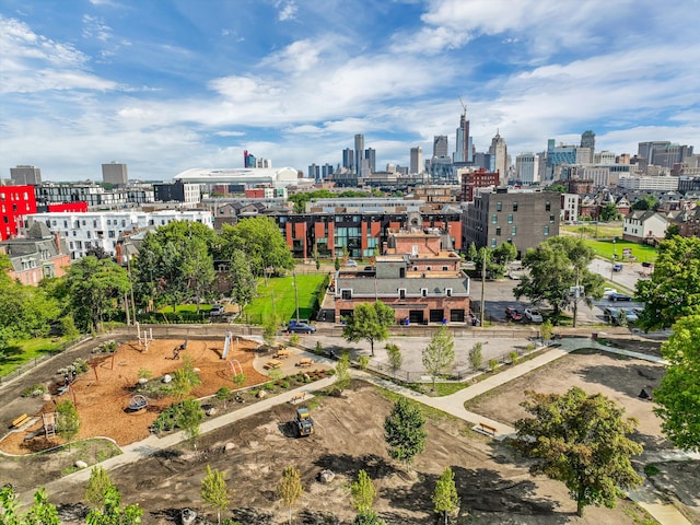 aerial view with a view of city