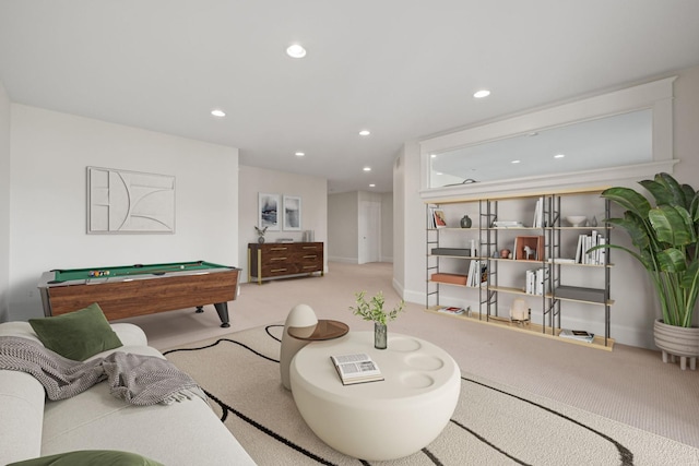 5027 Grover Dr, Brighton, MI 48116 - playroom with carpet flooring, billiards, baseboards, and recessed lighting
