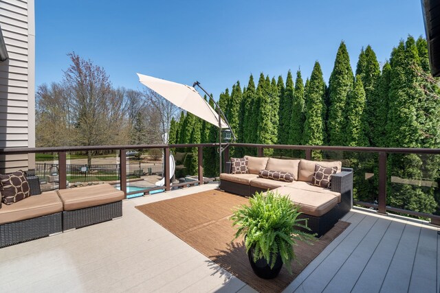 1229 Poppy Hill Dr, Oxford, MI 48371 - wooden deck featuring an outdoor hangout area