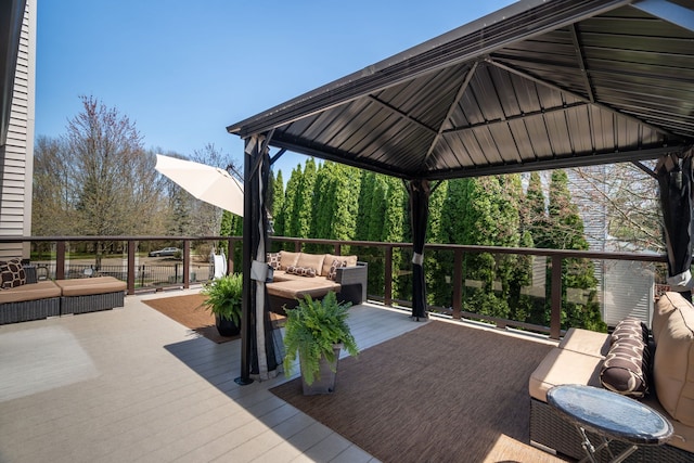 1229 Poppy Hill Dr, Oxford, MI 48371 - wooden deck featuring a gazebo and outdoor lounge area