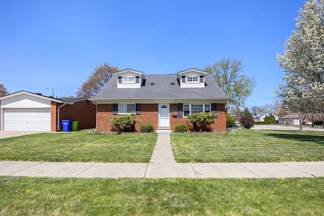 18643 Bittersweet, Fraser, MI 48026 - view of front of property featuring brick siding, a front yard, a garage, and concrete driveway