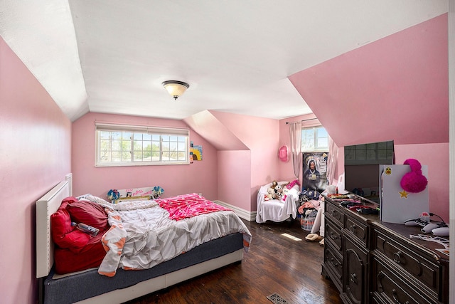 18643 Bittersweet, Fraser, MI 48026 - bedroom with vaulted ceiling, dark wood-style floors, and multiple windows