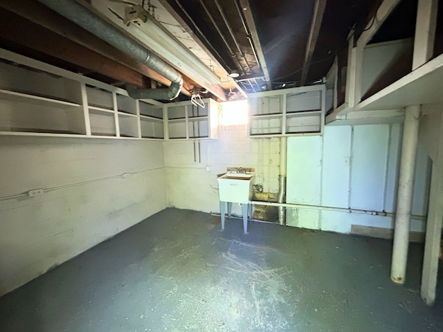 below grade area featuring a sink