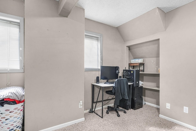 home office with carpet floors, baseboards, and a wealth of natural light