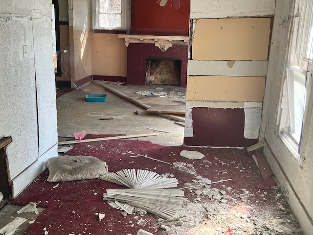 130 Gladstone St, Detroit, MI 48202 - miscellaneous room with a healthy amount of sunlight and a fireplace