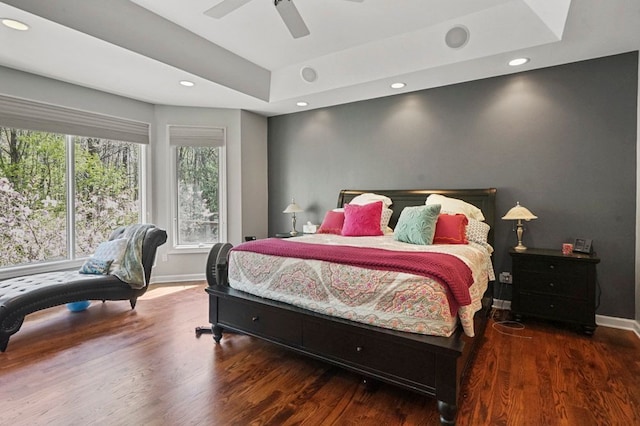 1293 Huntcliff, Milford, MI 48380 - bedroom with recessed lighting, wood finished floors, baseboards, and a ceiling fan