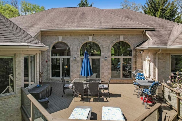 1293 Huntcliff, Milford, MI 48380 - view of patio with outdoor dining area and a wooden deck