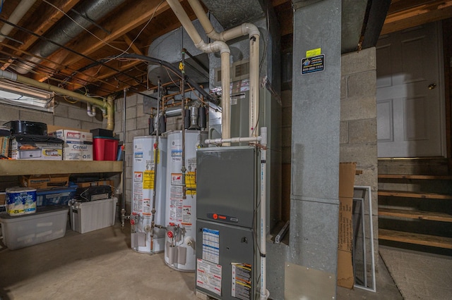 utility room featuring gas water heater
