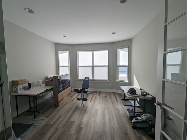 2298 Pondview Ln, Troy, MI 48085 - office featuring baseboards, recessed lighting, and wood finished floors