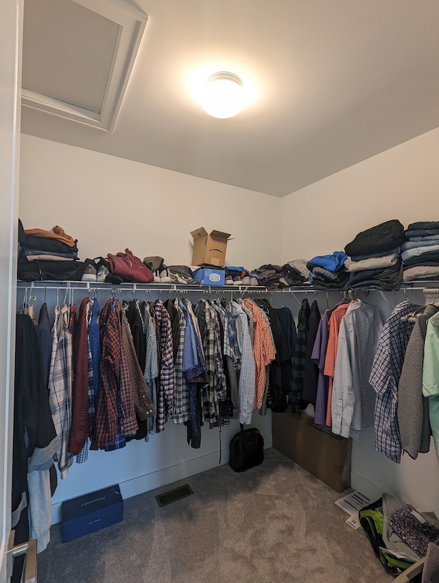 2298 Pondview Ln, Troy, MI 48085 - spacious closet featuring visible vents, carpet flooring, and attic access