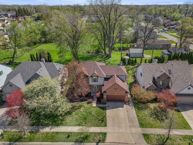 drone / aerial view with a residential view