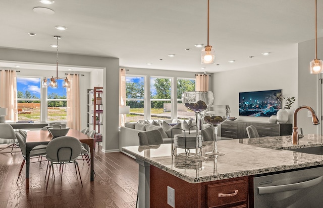 1569 Addison Cir, Walled Lake, MI 48390 - kitchen with stainless steel dishwasher, open floor plan, and recessed lighting