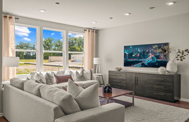 1569 Addison Cir, Walled Lake, MI 48390 - living room featuring recessed lighting and wood finished floors