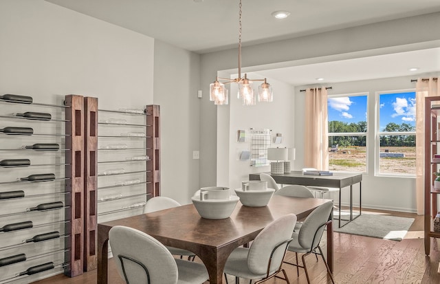 1569 Addison Cir, Walled Lake, MI 48390 - dining area featuring recessed lighting, baseboards, a chandelier, and hardwood / wood-style floors