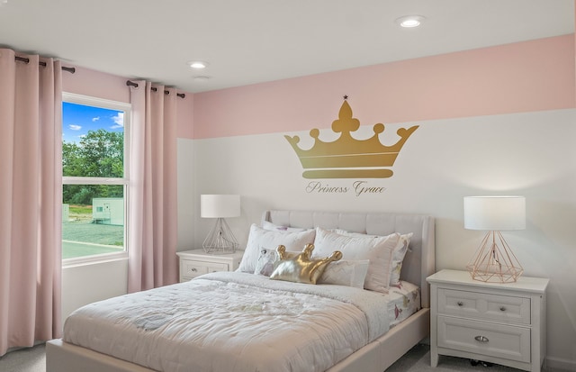 1569 Addison Cir, Walled Lake, MI 48390 - bedroom with light colored carpet and recessed lighting