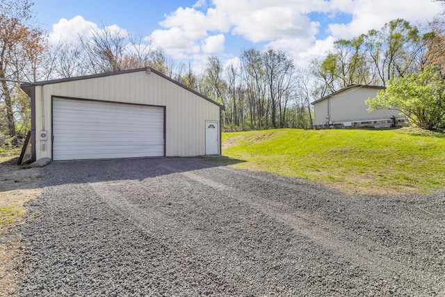 view of detached garage