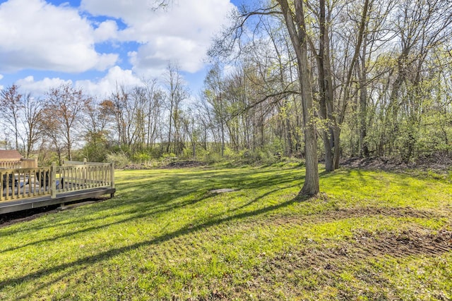 view of yard featuring a deck