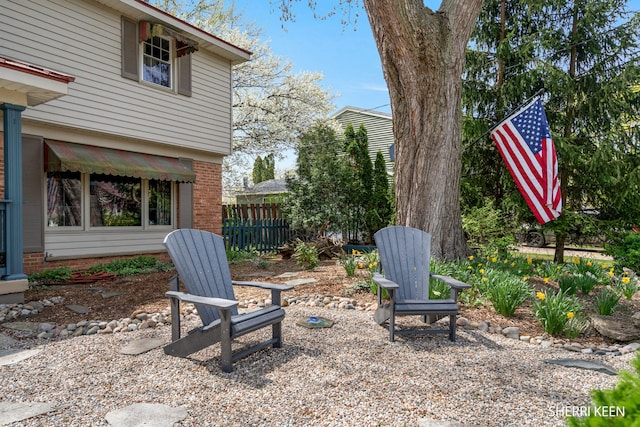 view of yard featuring fence