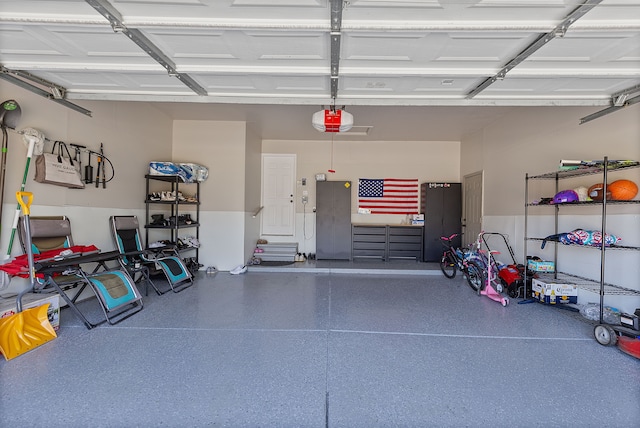 garage with a garage door opener